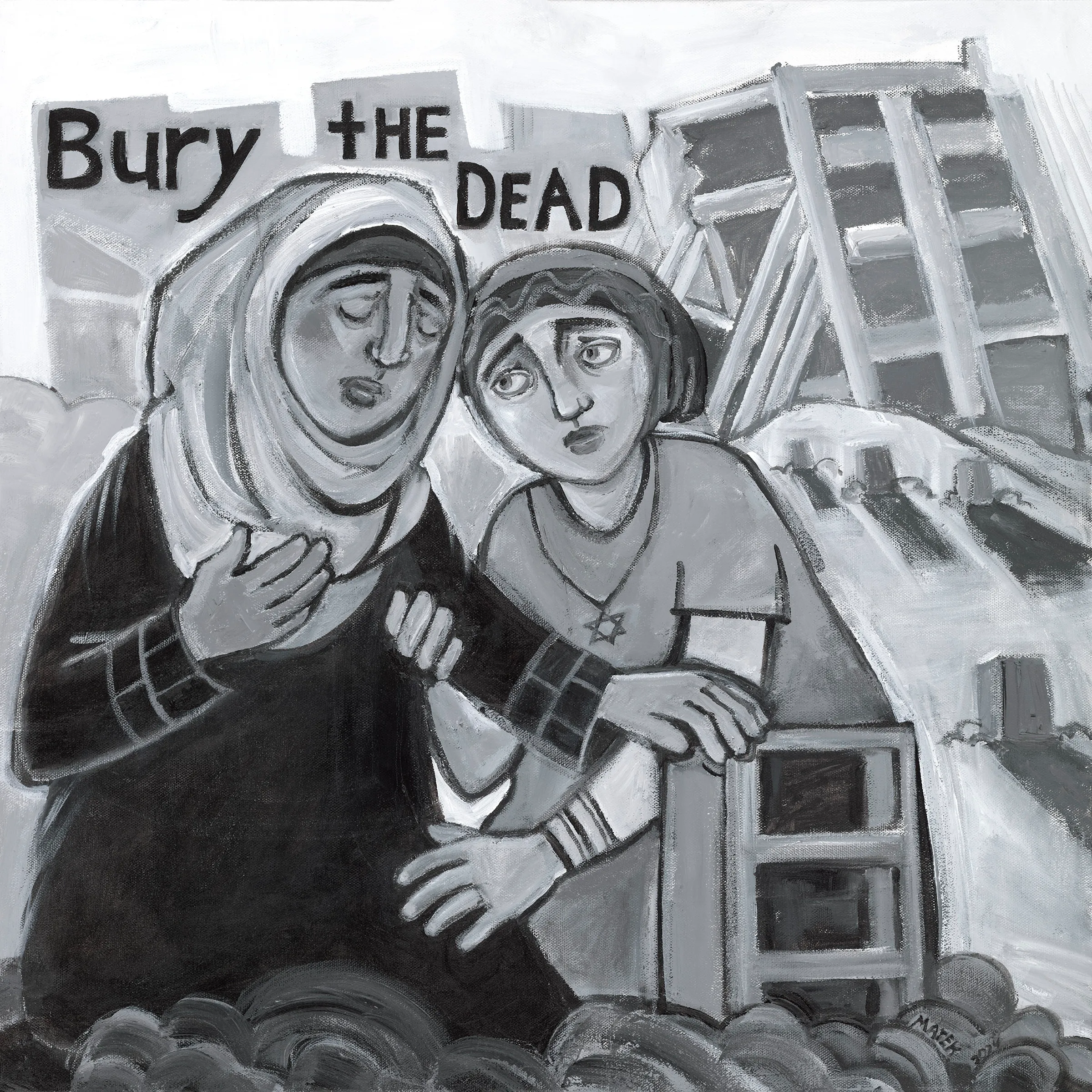 illustration of the Corporal Works of Mercy "Bury the Dead"