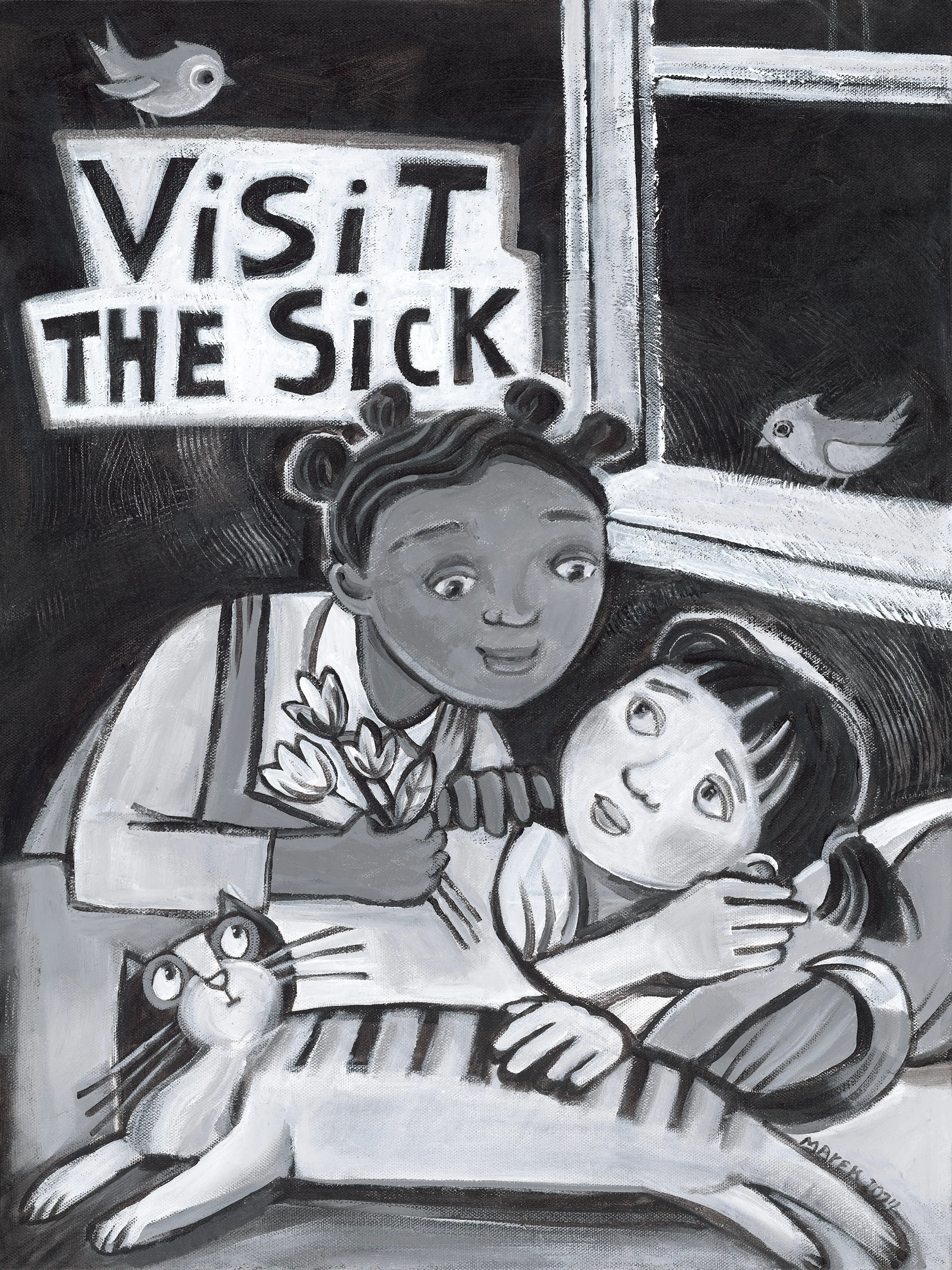 illustration of the Corporal Works of Mercy "Visit the Sick"