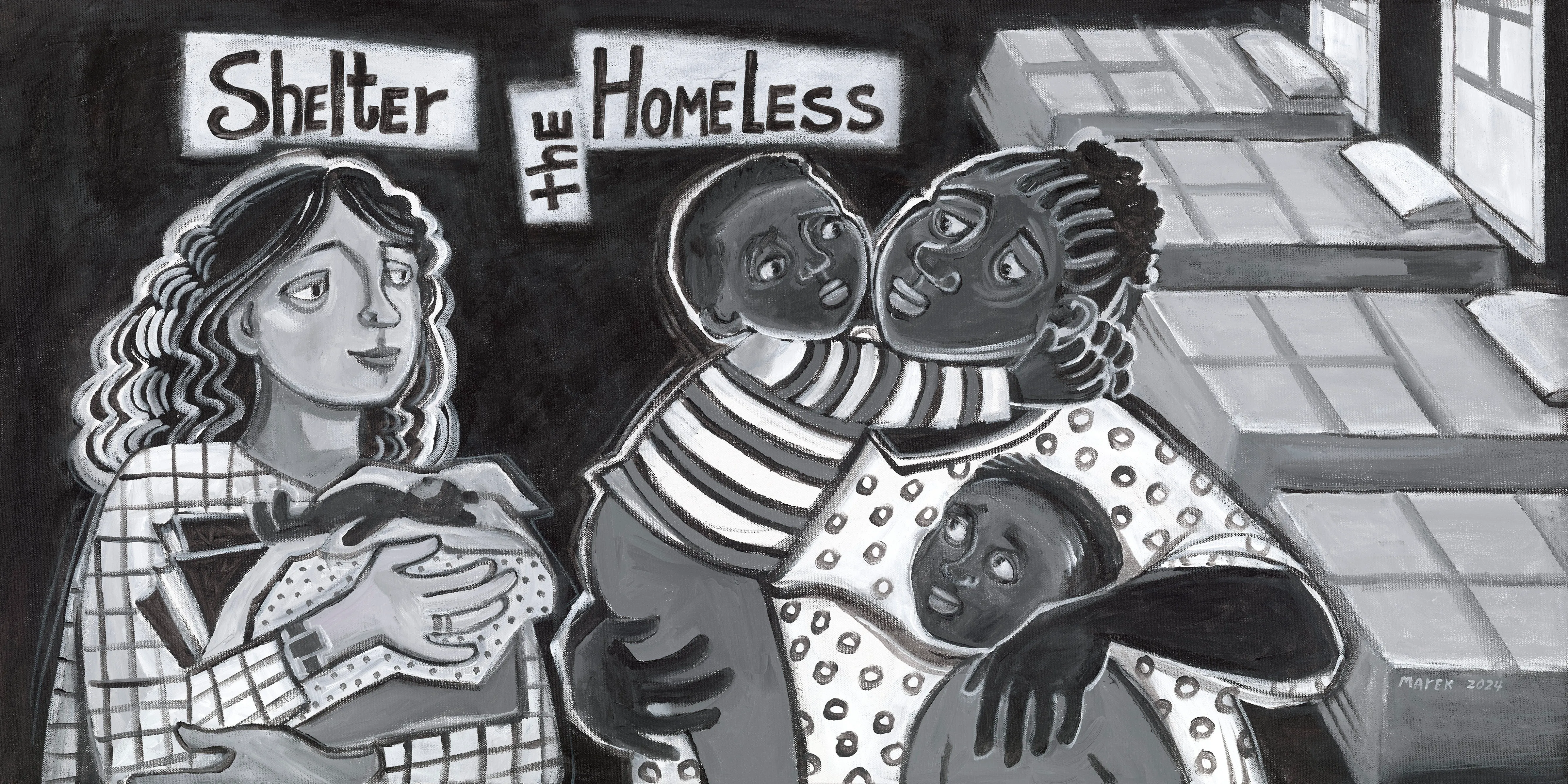 illustration of the Corporal Works of Mercy "Shelter the Homeless"